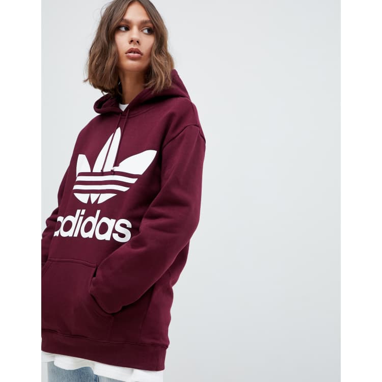 Maroon adidas hot sale trefoil hoodie