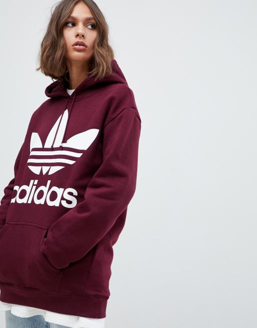 Adidas originals store trefoil hoodie burgundy