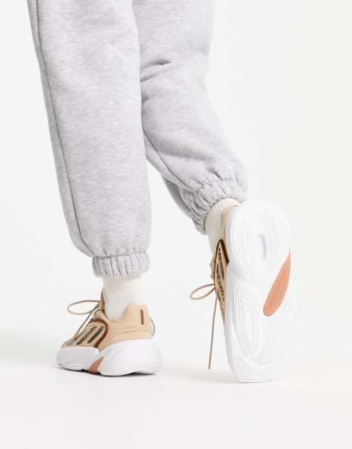 Junior Oops nude adidas Originals Ozelia trainers in beige with leopard print detail | ASOS