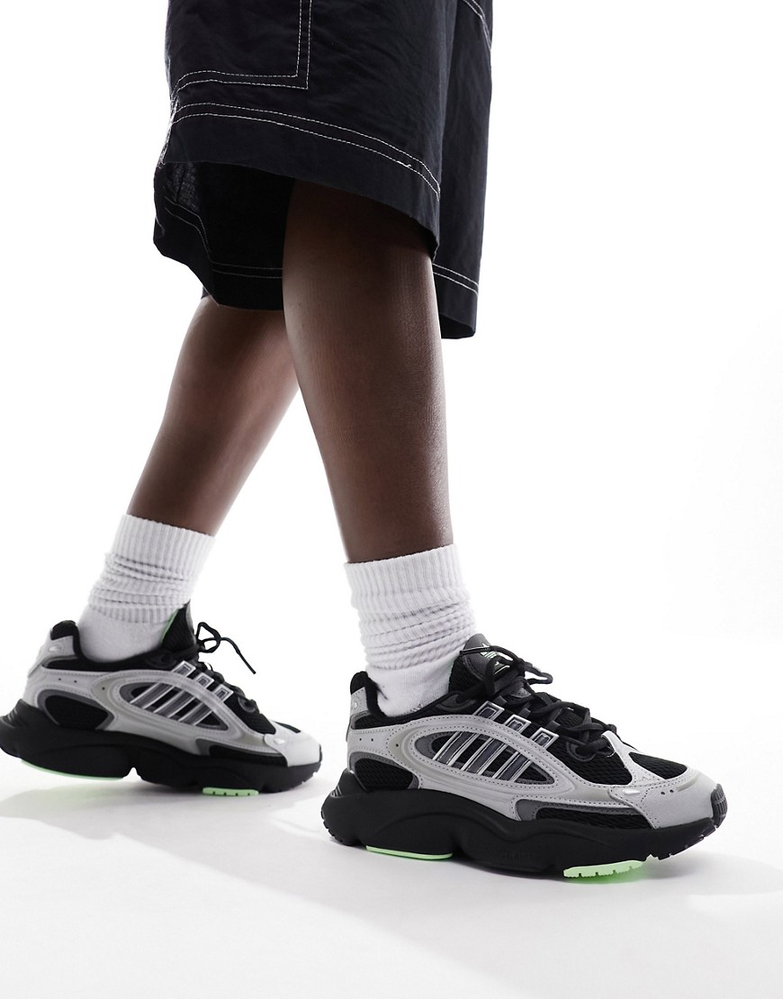 adidas Originals Ozmillen trainers in black silver and lime