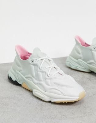 adidas Originals Ozweego 3-D trainers in crystal white ash silver & true pink