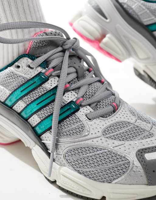 adidas Originals Ozweego Pro trainers in silver and green pink