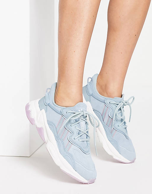 adidas Originals Ozweego sneakers in pale blue with mauve stripes | ASOS