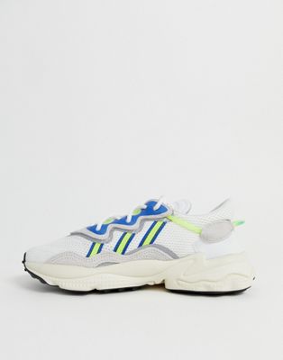 adidas originals ozweego sneakers in white and blue