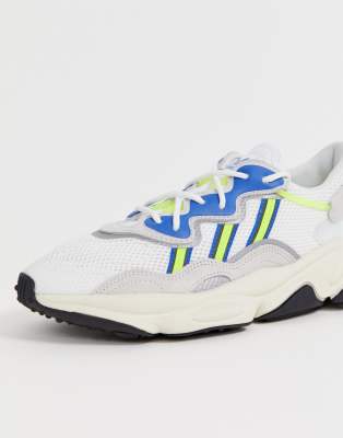 adidas originals ozweego trainers in white with multi 3 stripes