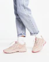 adidas Originals Ozweego trainers in beige and pink
