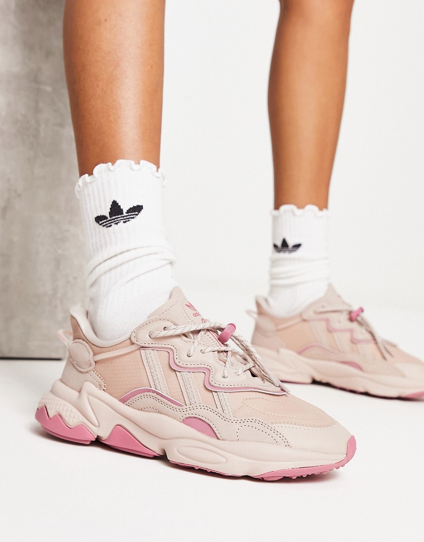 adidas Originals Ozweego trainers in beige and pink-Neutral
