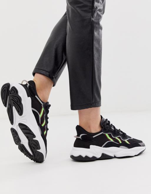 adidas Originals Ozweego trainers in black and green | ASOS