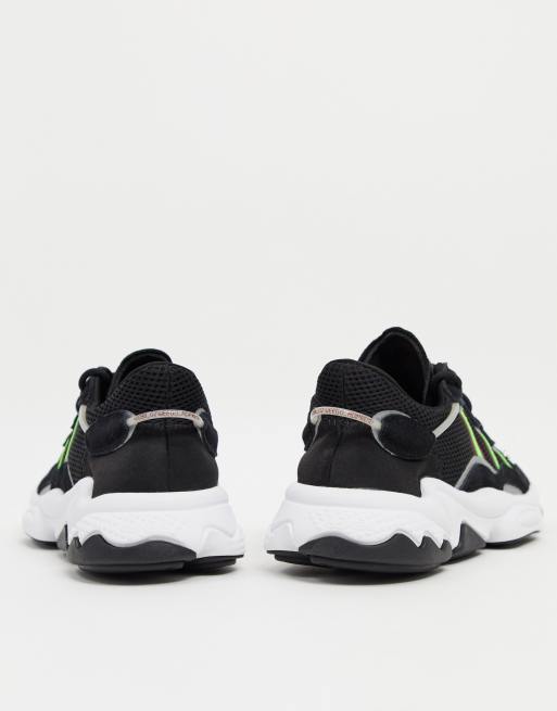 Adidas originals ozweego trainers in black and green store