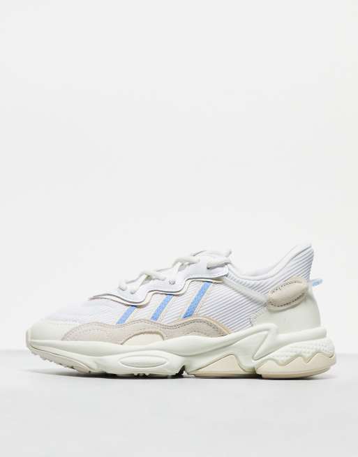 adidas Originals Ozweego trainers in off white with blue detail | ASOS