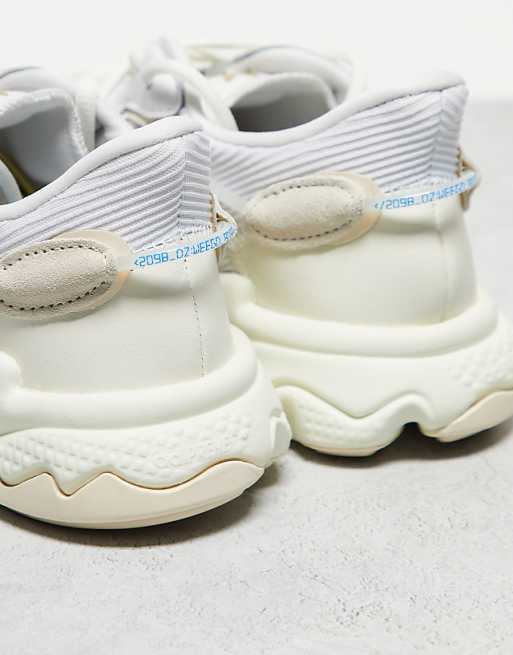 adidas Originals Ozweego trainers in off white with blue adidas Originals Ozweego trainers in off white with blue