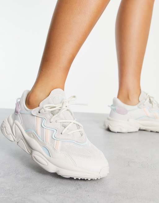 adidas Originals Ozweego trainers in off white with pale blue details | ASOS