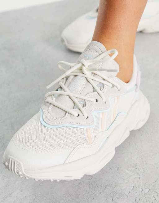 adidas Originals Ozweego trainers in off white with pale blue details | ASOS