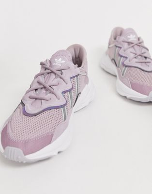 adidas originals ozweego trainers in white and purple