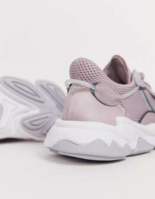 adidas originals ozweego trainers in white and purple