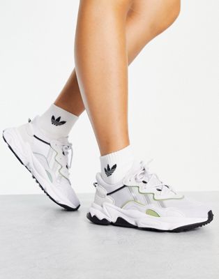 adidas Originals Ozweego trainers in white silver and sage green - ASOS Price Checker