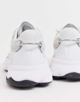 adidas originals ozweego trainers in white with multi 3 stripes