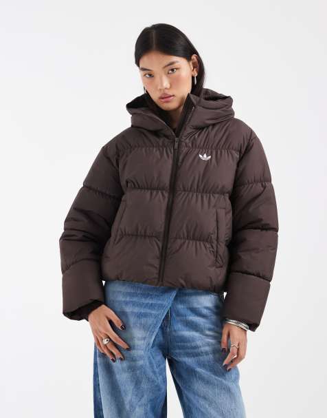 adidas Originals padded hooded jacket in brown - view 1