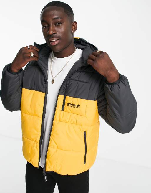 Yellow adidas jacket online black stripes