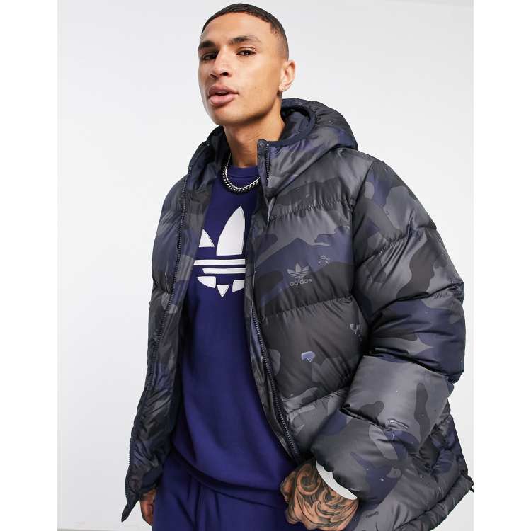 adidas jacket in blue camo |