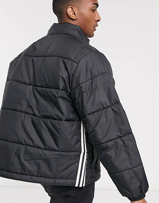 adidas Originals padded jacket with stand collar in black | ASOS