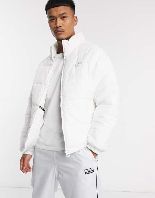 adidas Originals padded jacket with stand collar in white