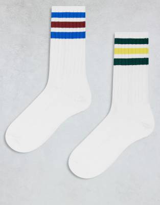adidas Originals - Pakke med 2 par ribstrikkede sportssokker med multifarvede striber - view 1