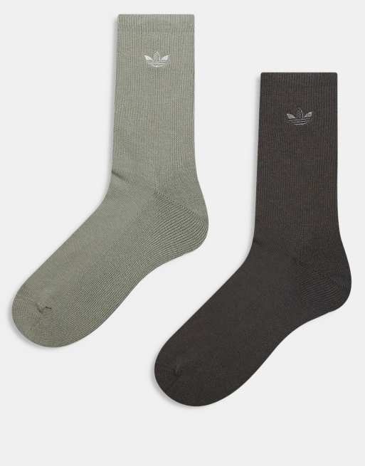 adidas Originals - Pakke med 2 par sportssokker i grå og kakigrøn