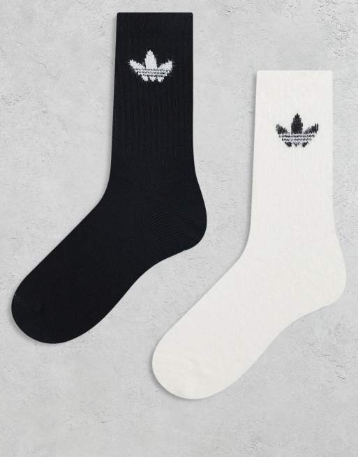 adidas Originals - Pakke med 2 par vamsede sportssokker med trekløverlogo i sort og hvid