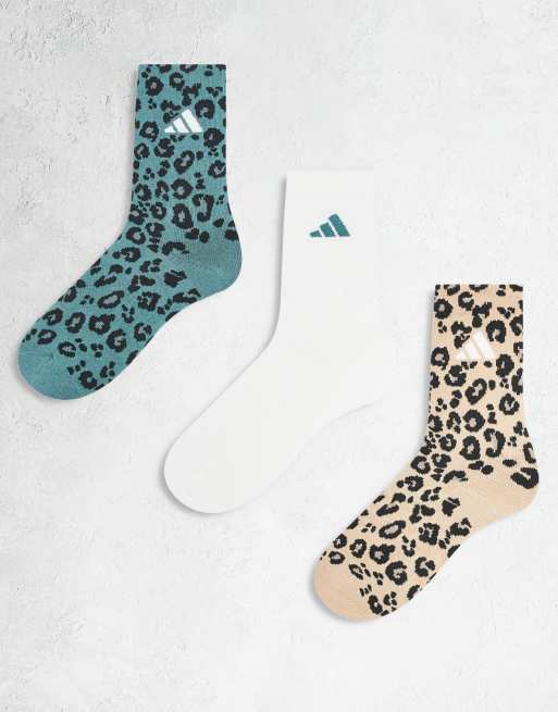 adidas Originals - Pakke med 3 par mellemhøje sokker i multifarve/med leopardprint