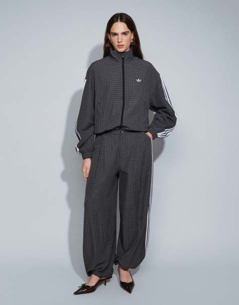 adidas Originals pantalon ample à carreaux noir - view 1