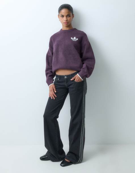adidas Originals pantalon en jean évasé taille basse Sst en denim noir véritable - view 1