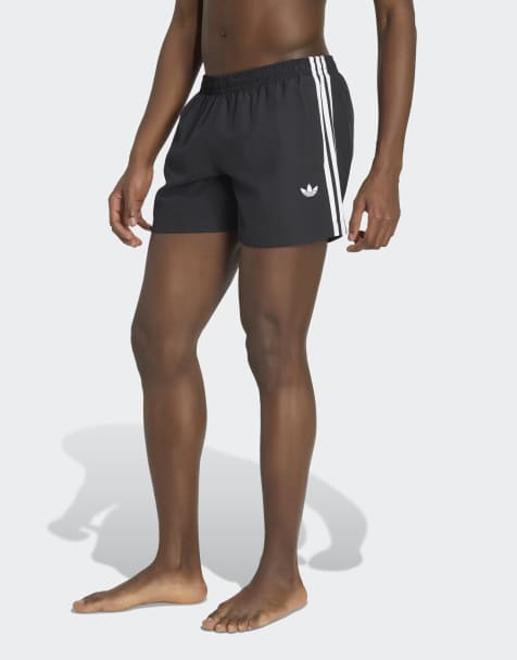 adidas Originals - Pantaloncini da bagno neri con 3 strisce - view 1