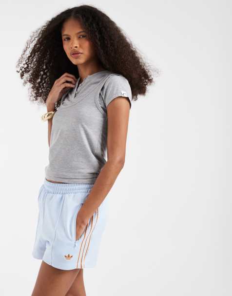 adidas Originals - Pantalones cortos azul claro de 3 rayas de croché - view 1