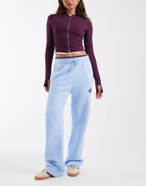 adidas Originals - pantalones de chándal de punto en azul claro y burdeos - view 1