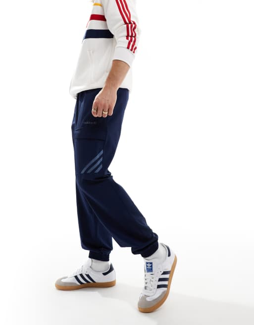 adidas Originals Pantaloni cargo blu con polsino