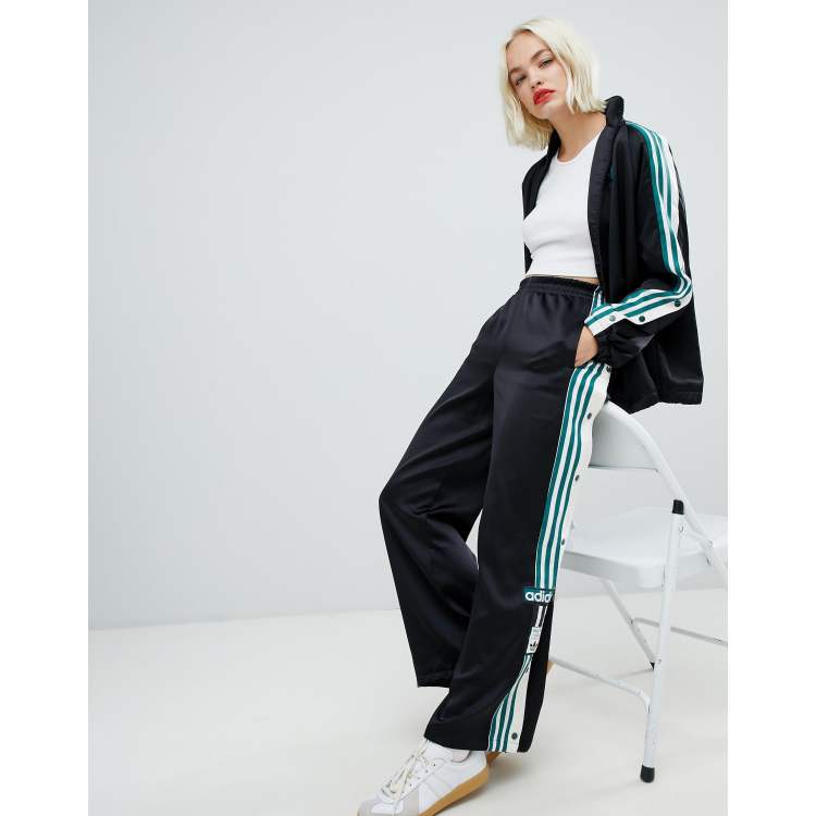 adidas Originals Pantaloni con tre righe e bottoni a pressione neri con logo vintage