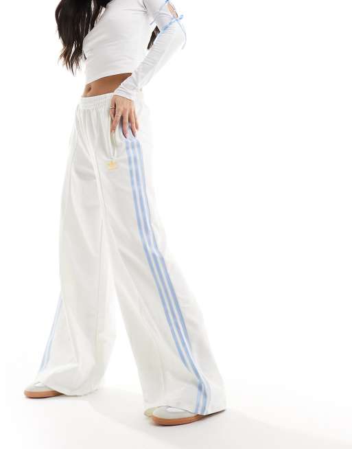adidas Originals - Pantaloni della tuta bianco sporco e blu con tre righe