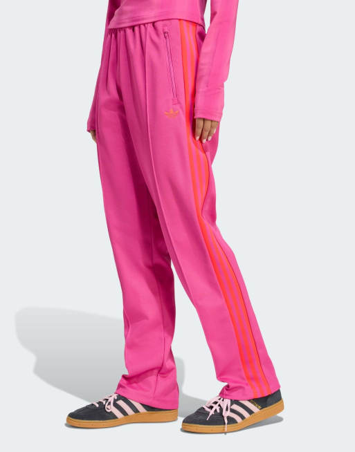 adidas Originals - Pantaloni sportivi rosa fucsia semilucido con grafica