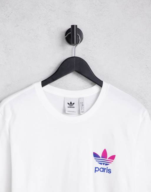 adidas Originals Paris backprint logo t-shirt in white ASOS