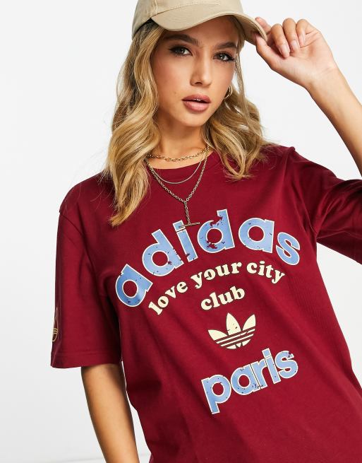 adidas Originals – Paris – Biały T-shirt z logo