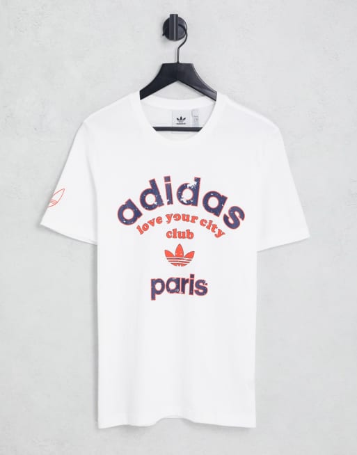 adidas Originals – Paris – Biały T-shirt z logo