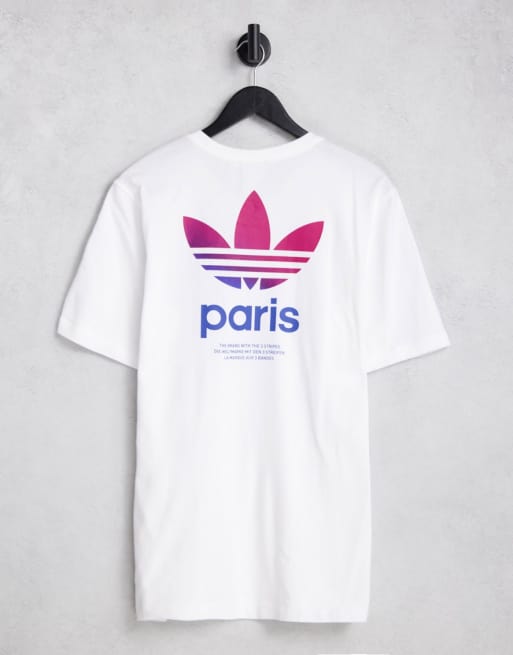 adidas Originals – Paris – Biały T-shirt z napisem na plecach i logo