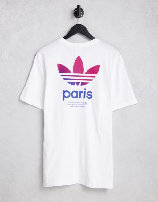adidas Originals – Paris – Biały T-shirt z napisem na plecach i logo