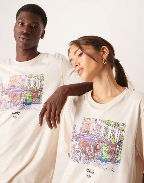 adidas Originals Paris illustration graphic t-shirt in white - view 1