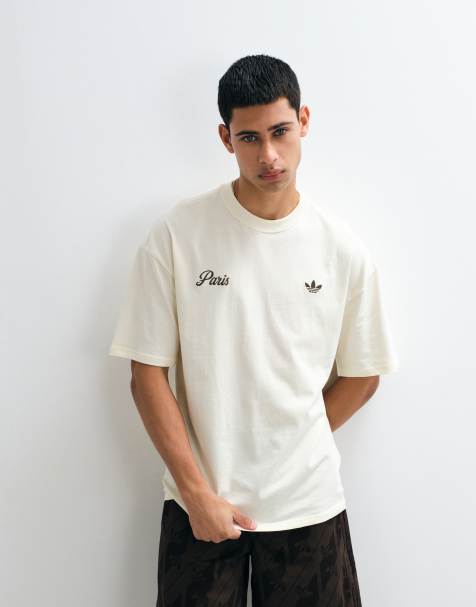 adidas Originals Paris logga t-shirt i cream - view 1