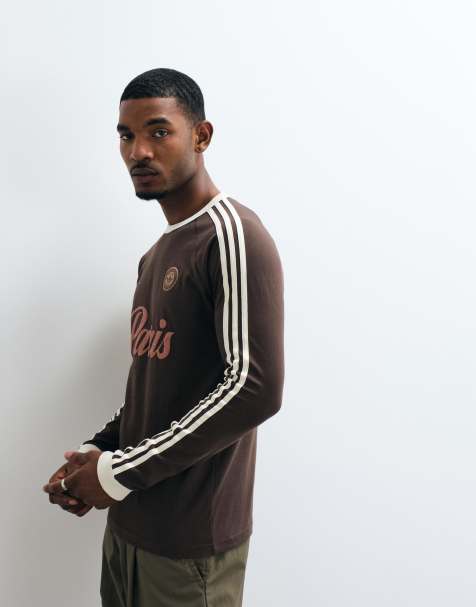 adidas Originals Paris logo jersey in brown - view 1