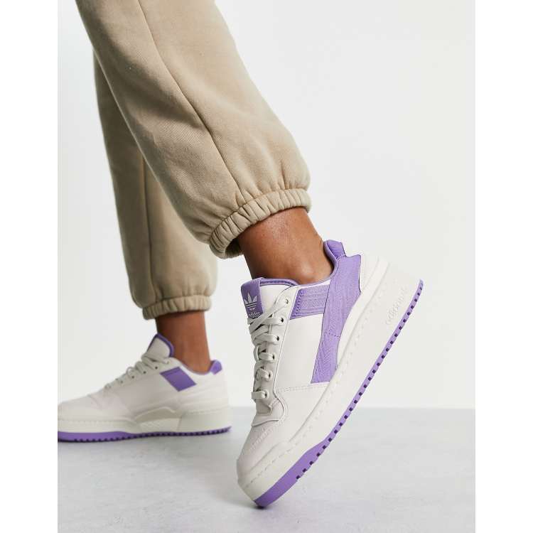 Adidas white and store purple shoes