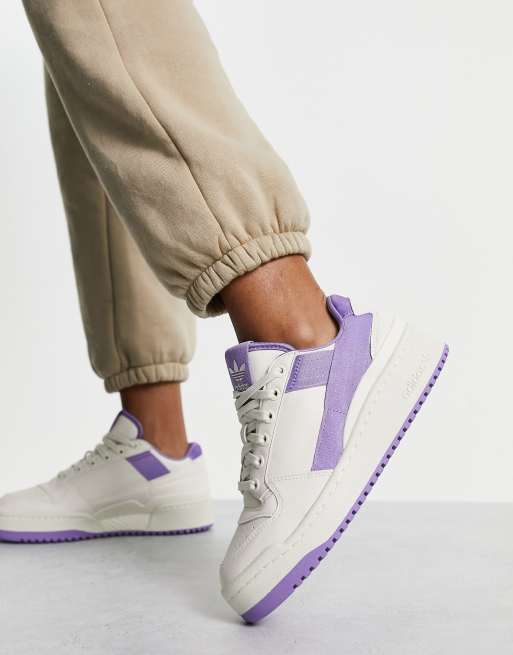 adidas originals parley forum bold sneakers in white and purple