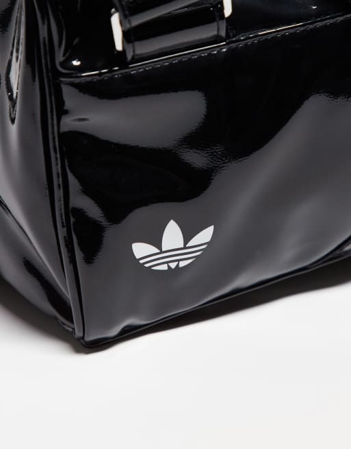 adidas Originals Patent Trefoil crossbody bag in black | ASOS